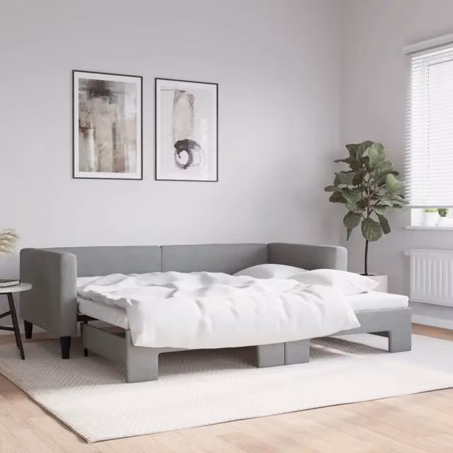 Divano Letto Moderno vidaXL Grigio con Letto Estraibile e Struttura Imbottita