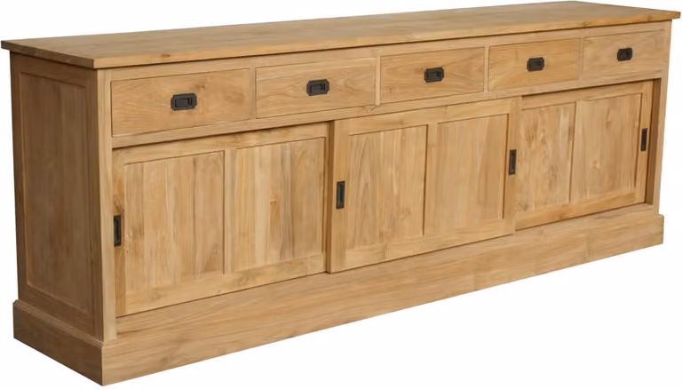 Mobile contenitore laterale in teak, dimensioni 210x90 cm, legno massello, resistente agli agenti atmosferici, modello Järbo