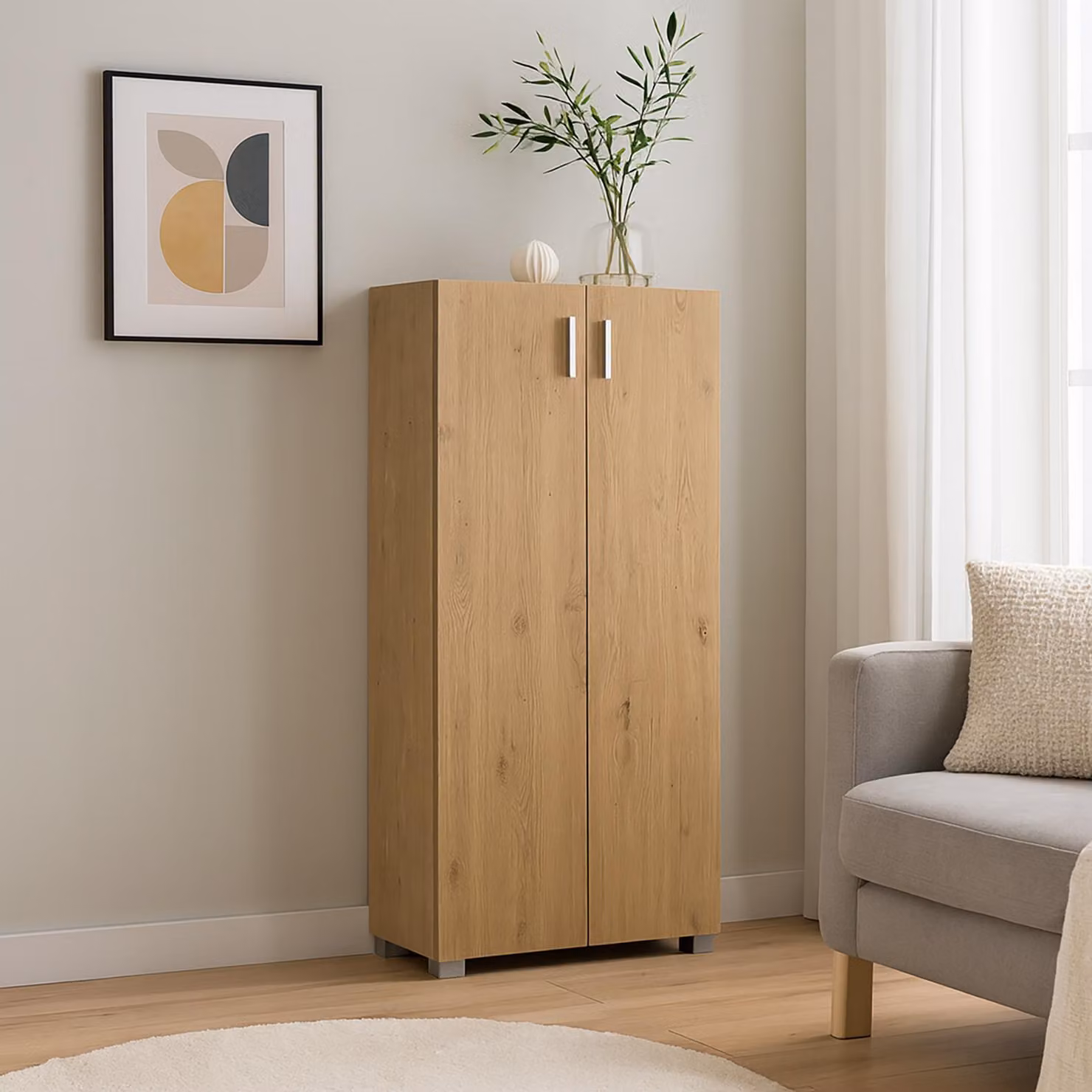 Credenza Comò 2 ante Rovere artigianale Armadio Spazio contenitivo 60 x 115 cm