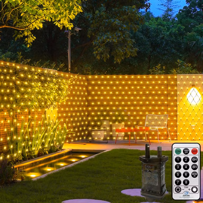 Rete luminosa a LED, dimensioni 3x2 metri, 200 LED bianco caldo, grado di protezione IP44, con telecomando