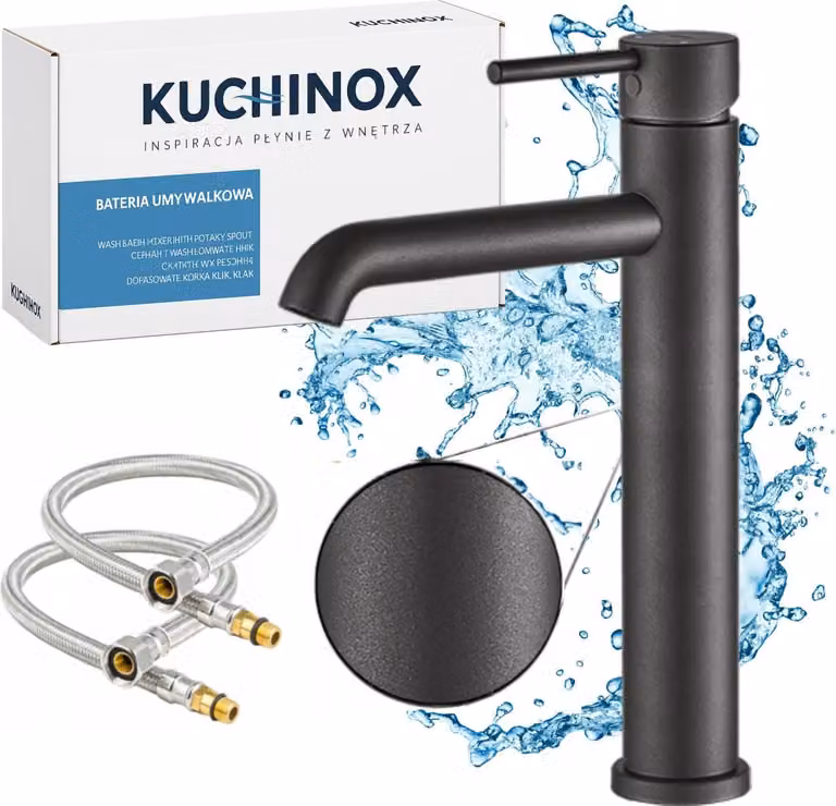 Miscelatore monocomando per lavabo grafite opaco, moderna installazione freestanding, resistente e silenzioso