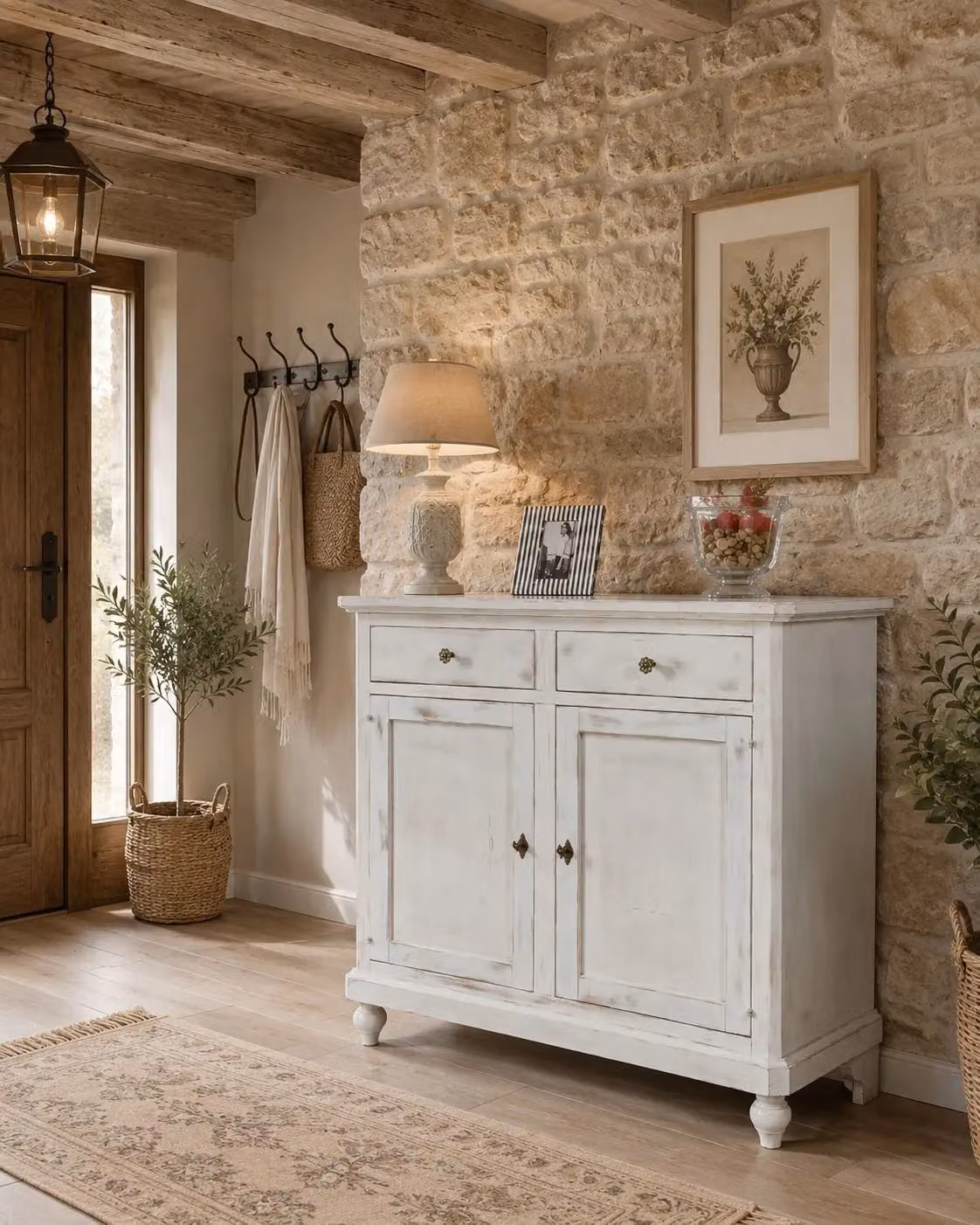 Madia credenza con 2 porte in stile shabby chic bianco consumato Mobili 2G L/P/H: 112 x 49 x 98 cm – 3