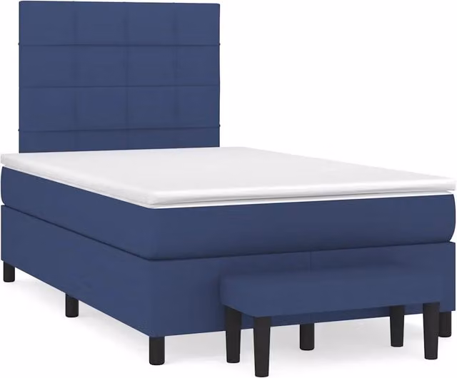 Letto Ibrido vidaXL con Giroletto a Molle e Materasso in Tessuto Blu e Bianco L/P/H: 120 x 200 cm