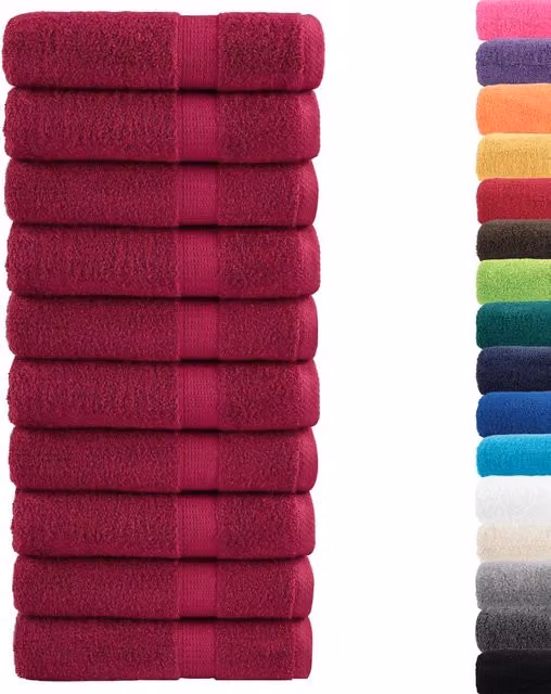 Asciugamani Doccia Premium SOLUND 10 pz | Teli per bagno Bordeaux 70x140 cm 600 g/m2