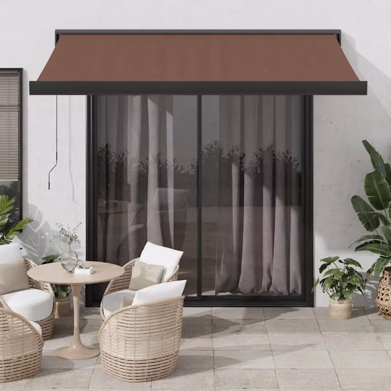 vidaXL Tenda da Sole Retrattile Automatica con Motore in Alluminio e Poliestere, Marrone o Antracite, L: 350 cm x P: 250 cm