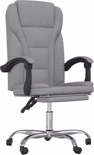 Sedia da ufficio girevole a 360 gradi in tessuto grigio con braccioli e ruote per home office e design minimalista
