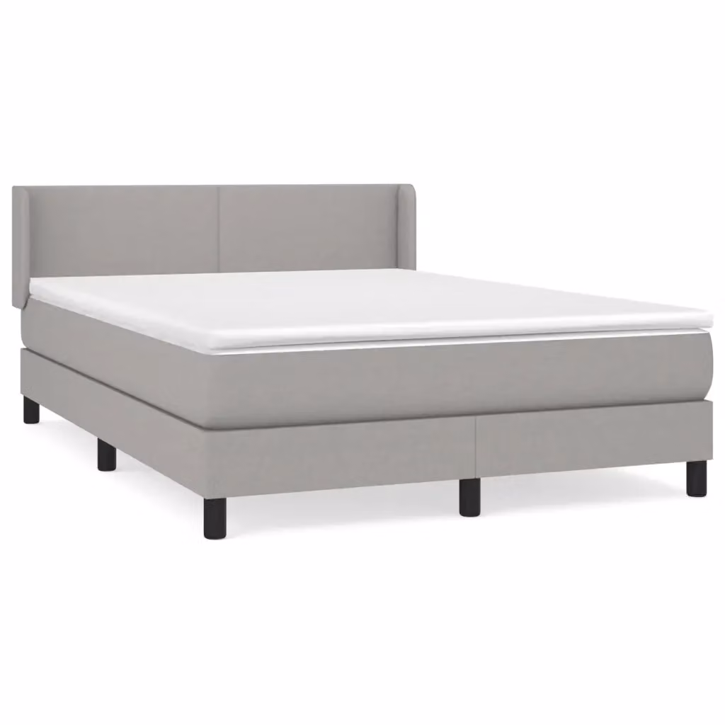 vidaXL Giroletto a Molle con Materasso Grigio Chiaro e Bianco L/P/H: 140 x 190 cm – 2