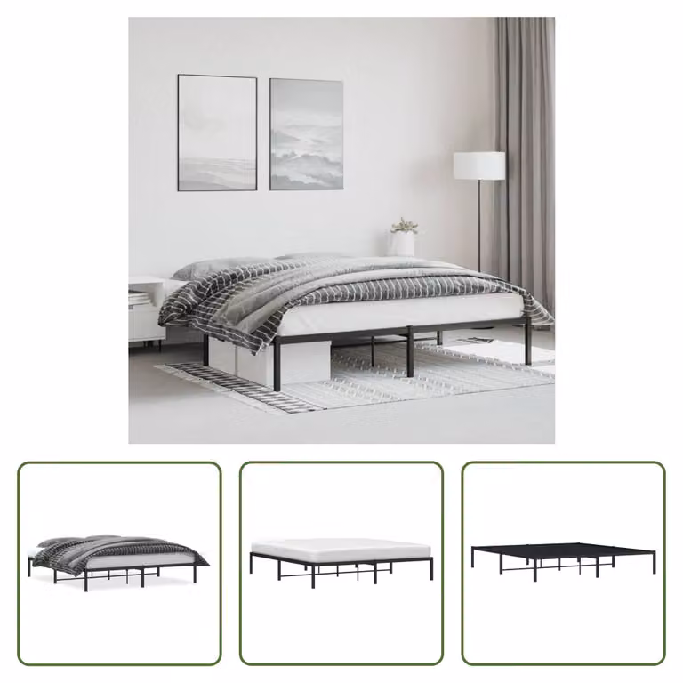 The Living Store Struttura letto in metallo nero 183x213 cm