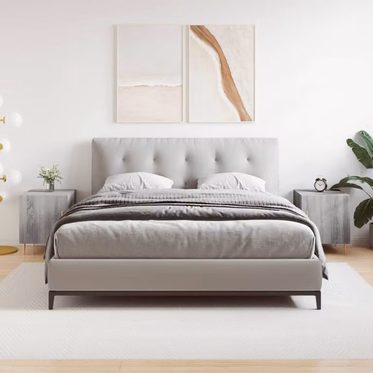 Set di 2 comodini sospesi vidaXL in legno e metallo, colore grigio, L 40 cm x P 40 cm x H 50 cm