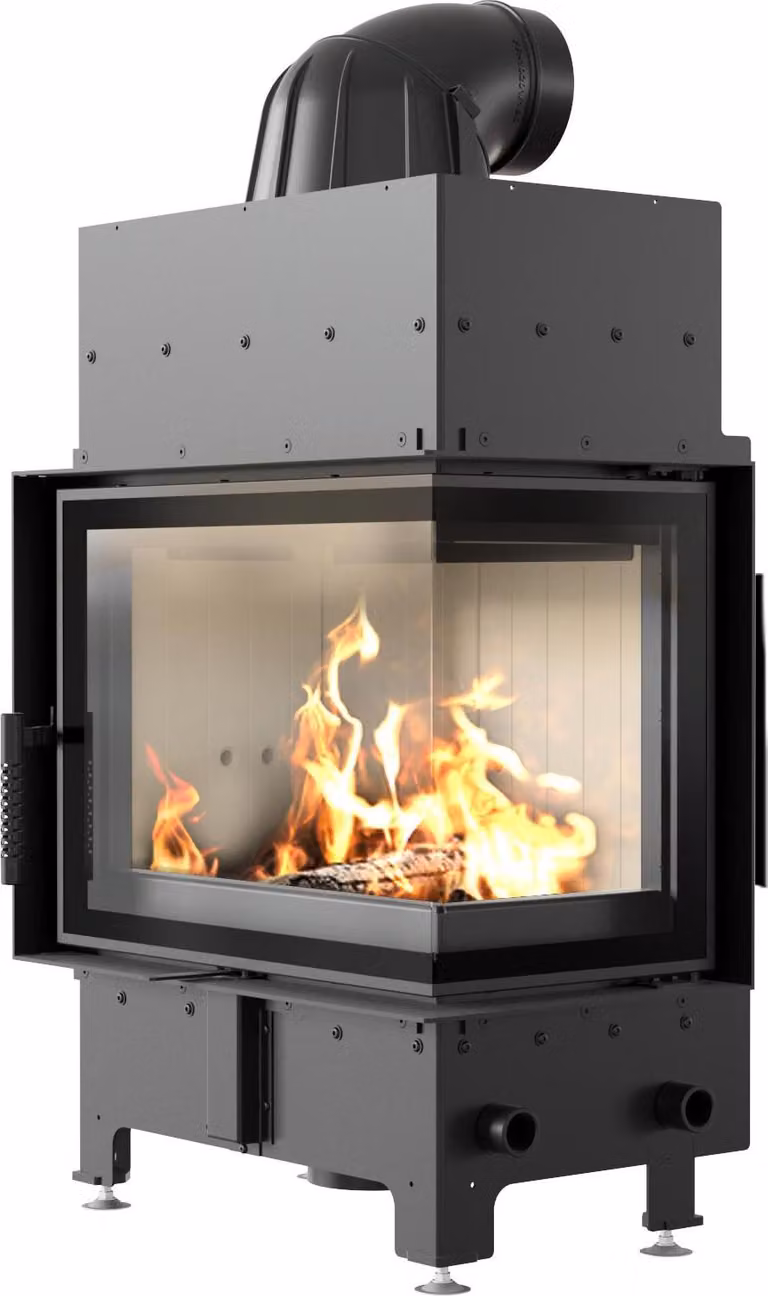 Inserto per caminetto in acciaio KRATKI FLOKI S right 8 kW Ø 160 con molla per porta