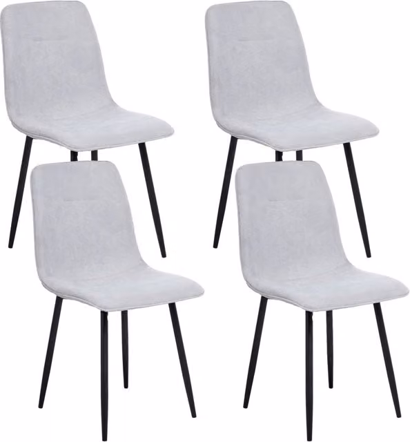 Set di 4 sedie da pranzo BELIANI in tessuto grigio con gambe in metallo nero per cucina e sala da pranzo