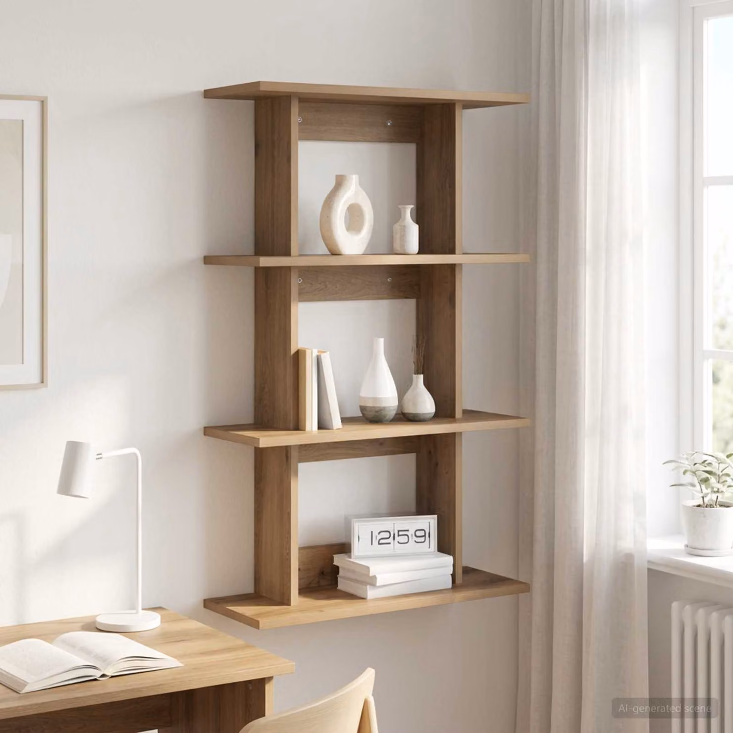 Scaffale da parete moderno vidaXL in legno color marrone L: 56 cm, P: 20 cm, H: 90 cm