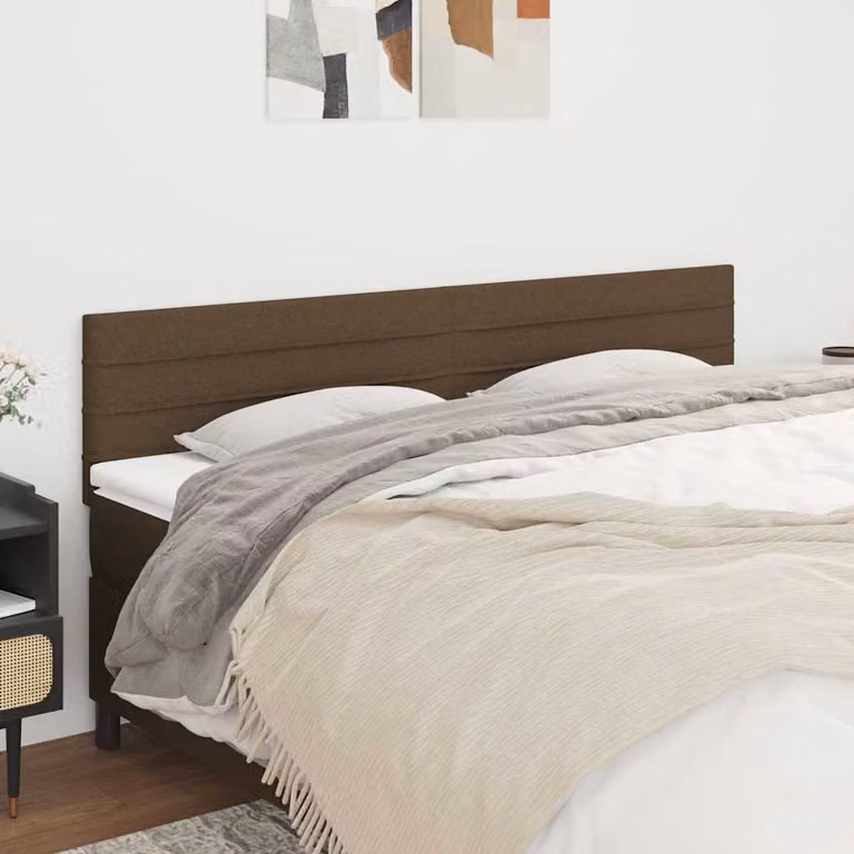 Testiera per letto vidaXL in tessuto marrone scuro con struttura in legno di larice L: 160 cm, P: 5 cm, H: 78-88 cm
