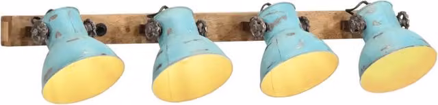 Lampada da parete in stile industriale con 4 paralumi 90 x 25 cm stile rustico atmosfera accogliente in ferro blu sbiadito 02_0047479