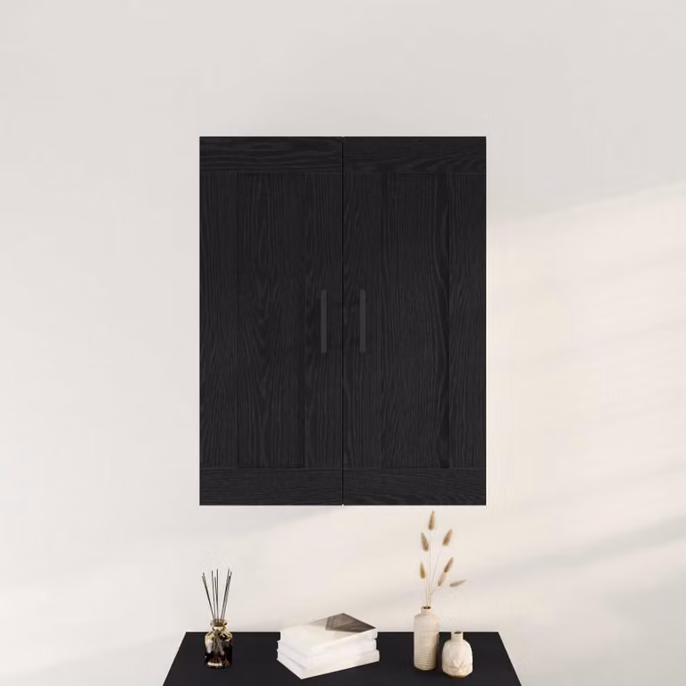Mobile a muro vidaXL moderno in Rovere Nero con ante a battente e ripiani interni, L: 69,5 cm, P: 34 cm, H: 90 cm