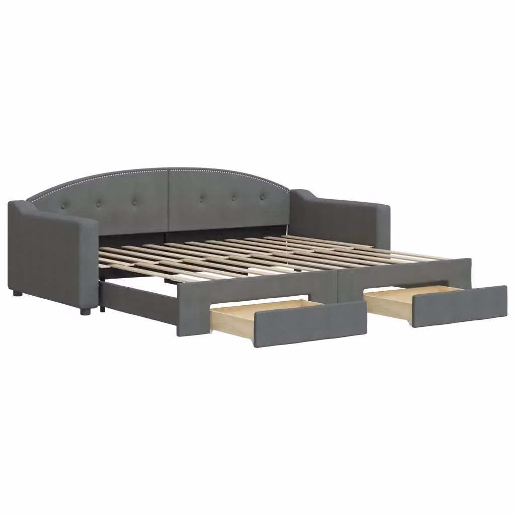 Divano Letto Estraibile con Cassetti vidaXL in Tessuto Grigio per Soggiorno e Camera da Letto L/P: 90 x 200 cm – 2