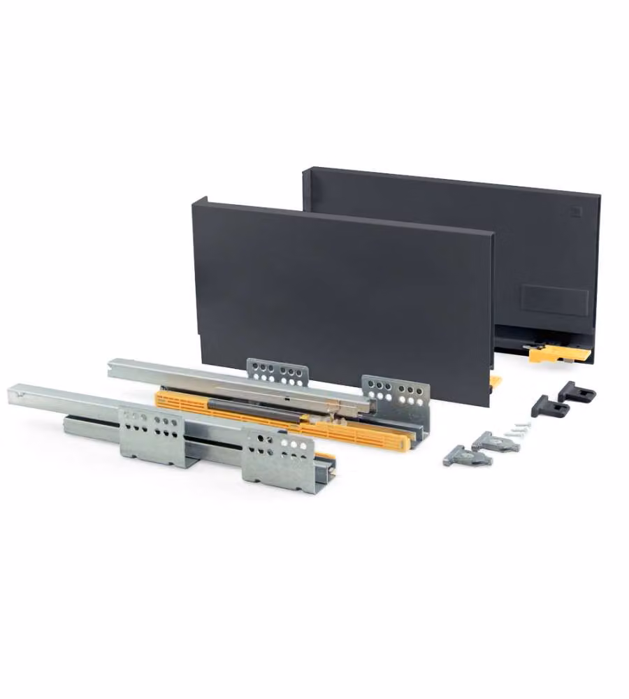 Emuca Kit Cassetto Cucina Concept - Altezza 185 mm - Profondità 450 mm - Grigio Antracite