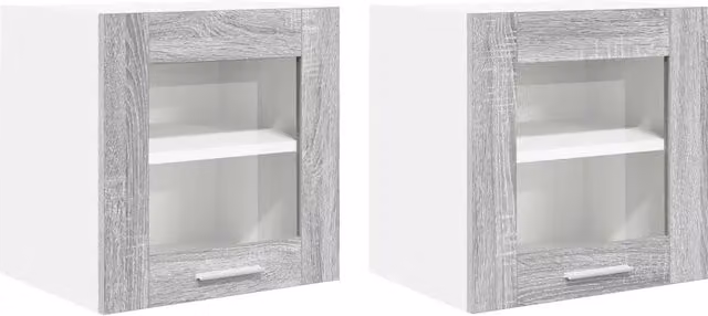 Set di 2 armadietti pensili moderni portaoggetti efficiente 40 x 31 x 40 cm in legno ingegnerizzato grigio sonoma 02_0053252