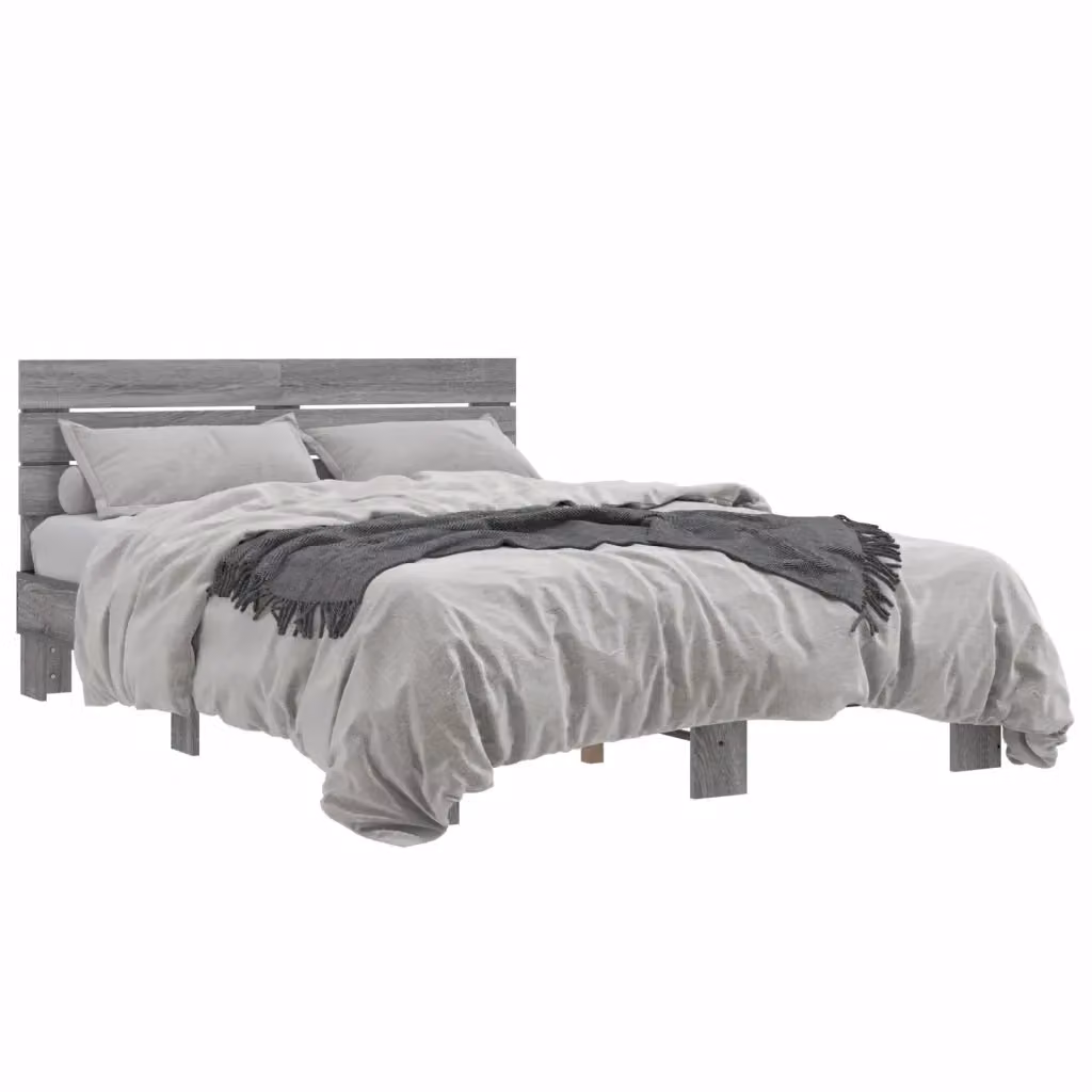Letto Giroletto Sonoma Grigio vidaXL in Legno e Metallo L: 120 cm, P: 200 cm – 2