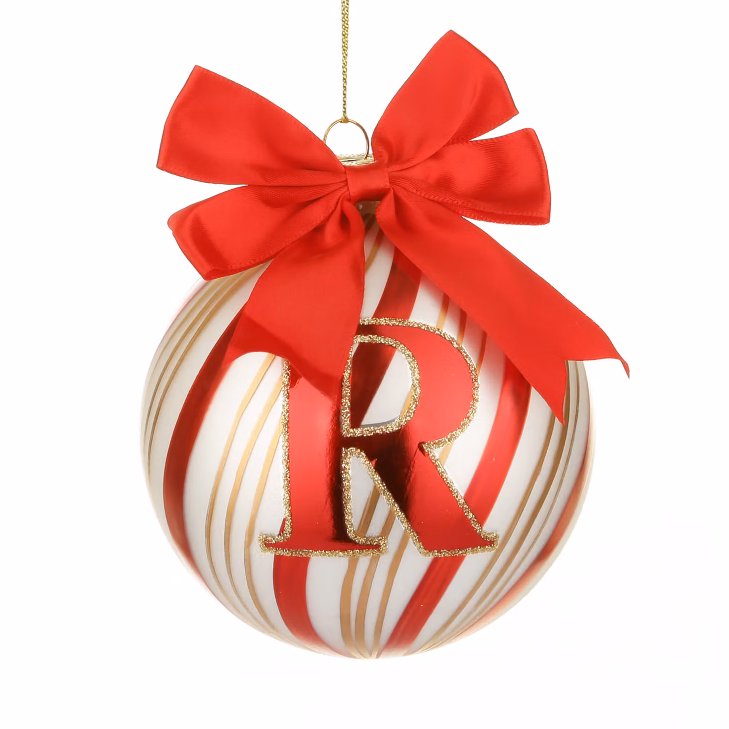 Pallina di Natale Circus Kasanova in vetro rosso con lettera R, diametro 10 cm – 2