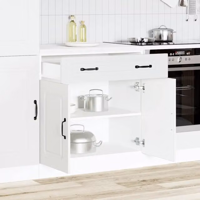 Base da cucina moderna vidaXL bianca con ante a battente e ripiani interni in legno opaco L/P/H: 81,5 x 46 x 80 cm