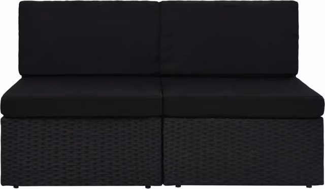 Divano Modulare a 2 Posti vidaXL in Polyrattan Nero con Cuscini Imbottiti e Rivestimenti Rimovibili