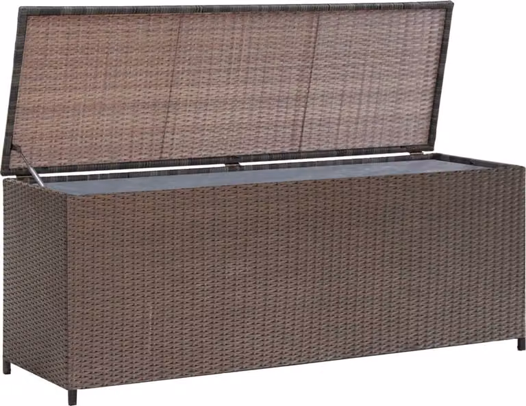 The Living Store Contenitore da giardino Marrone 120x50x60 cm Poly Rattan