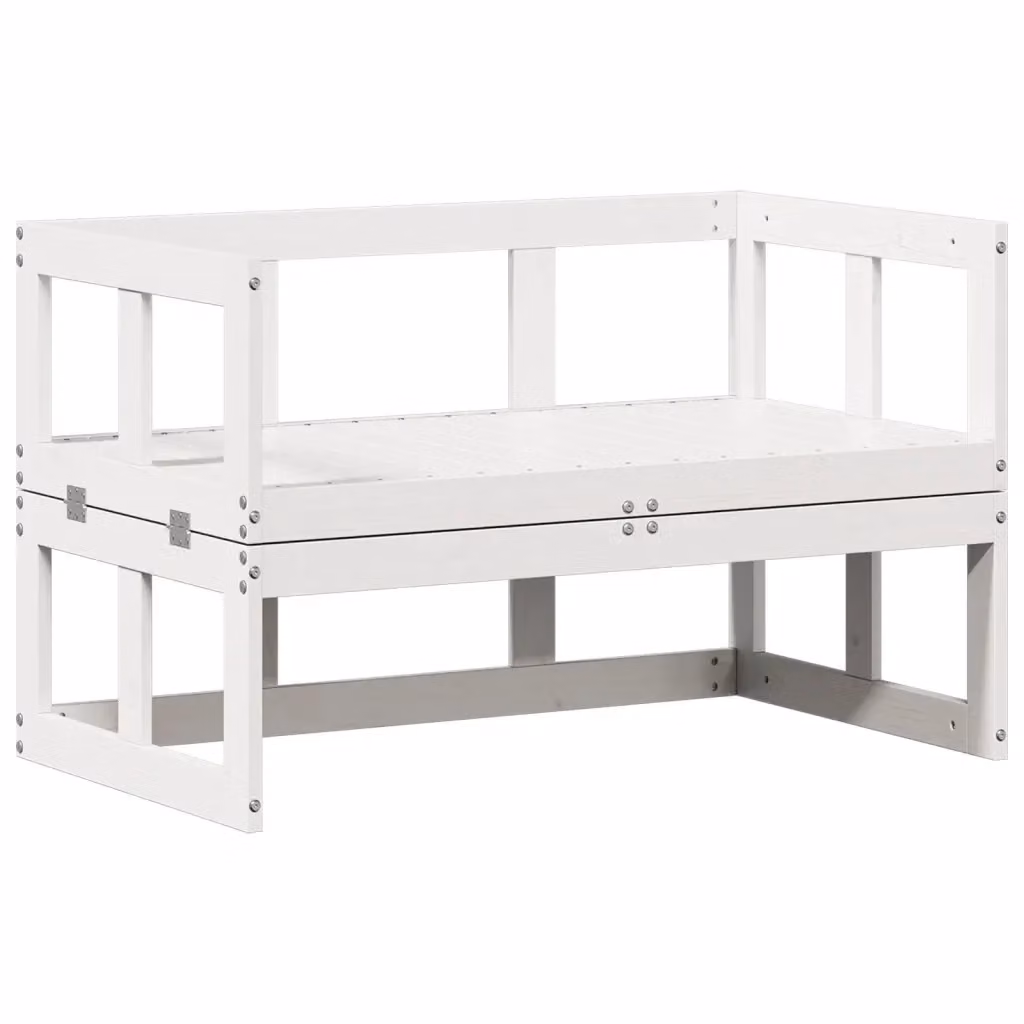 Panca da giardino vidaXL in legno di pino bianco con cuscini e braccioli L: 80 cm, P: 60 cm, H: 63,5 cm – 2