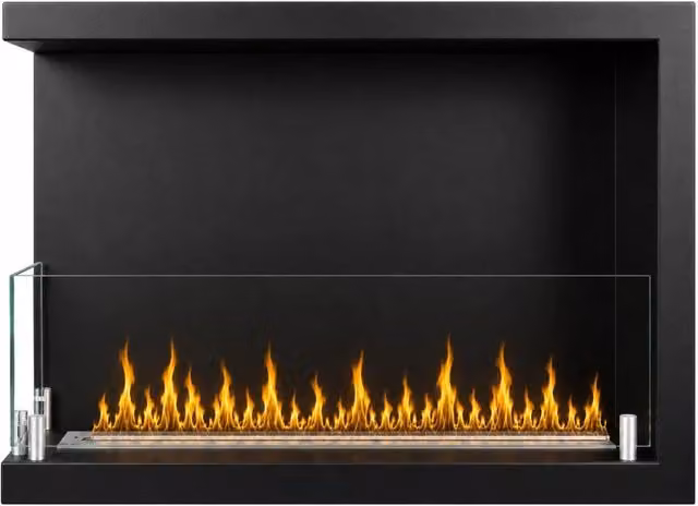 Sutri 60 - Camino a Bioetanolo da Incasso Angolare Sinistro 60x45x22,4 cm con Bruciatore 1,5lt in Acciaio