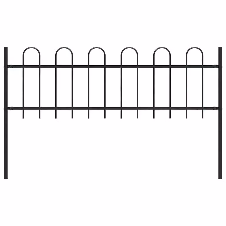 Recinzione da giardino vidaXL BOXTEL in acciaio con parte superiore ad anello, colore nero, H: 170 cm, L: 60 cm