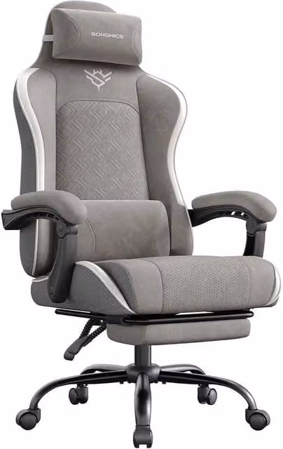 Sedia gaming sedia da ufficio ergonomica poltrona gaming cuscino seduta a molle poggiapiedi braccioli con meccanismo sincrono grigio 12_0008049