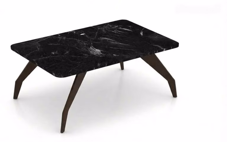 Tavolino da caffè esclusivo con aspetto marmorizzato, design moderno, colore nero