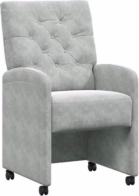 Sedie da Pranzo con Ruote 2 pz | Sedie da cucina Grigio chiaro 58 x 67 x 97 cm