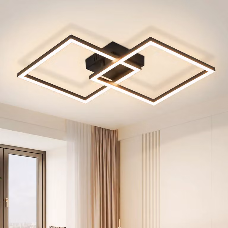 ZMH lampada da soffitto Lampada da soffitto LED camera da letto 24W lampada da soggiorno bianco caldo lampada da cucina moderna lampada da sala da pranzo nero angolare plafoniere