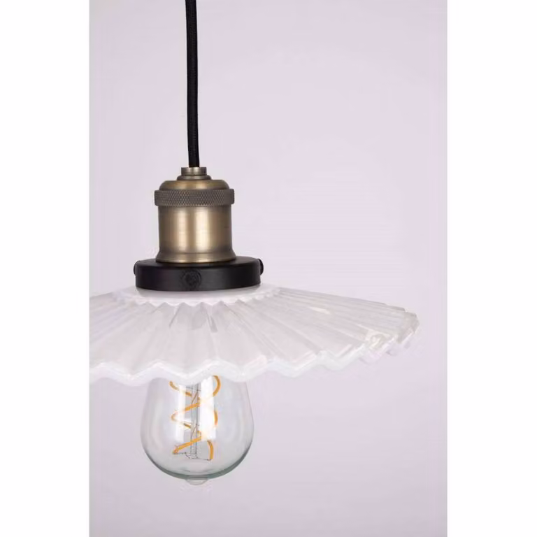 Globen Lighting Lampada a sospensione COBBLER, dimmerabile, Bianco / Opale, Soggiorno / Sala da pranzo, Vetro, Vintage, Lampada a sospensione