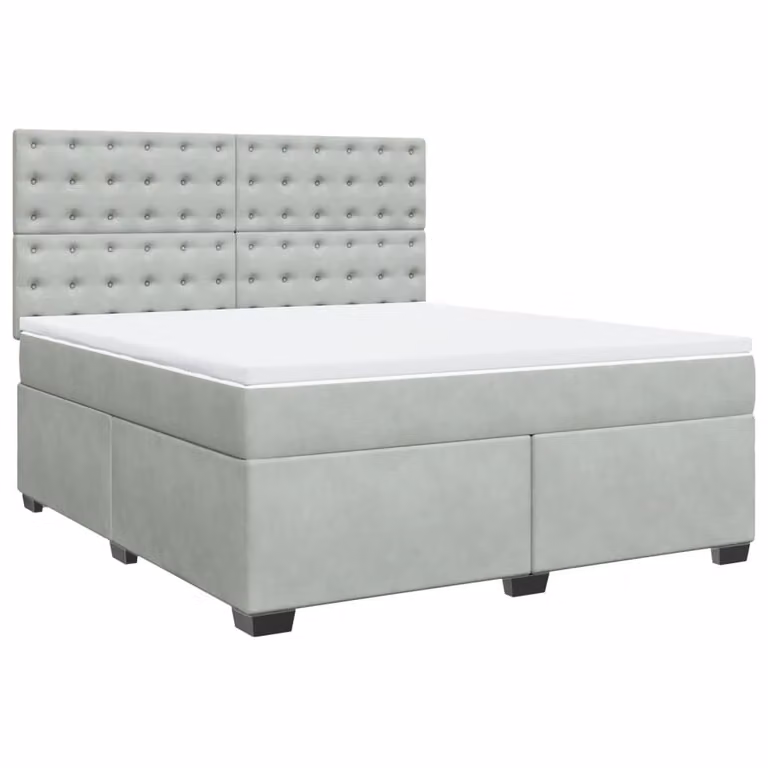Giroletto a Molle con Materasso Grigio Chiaro 180x200cm Velluto