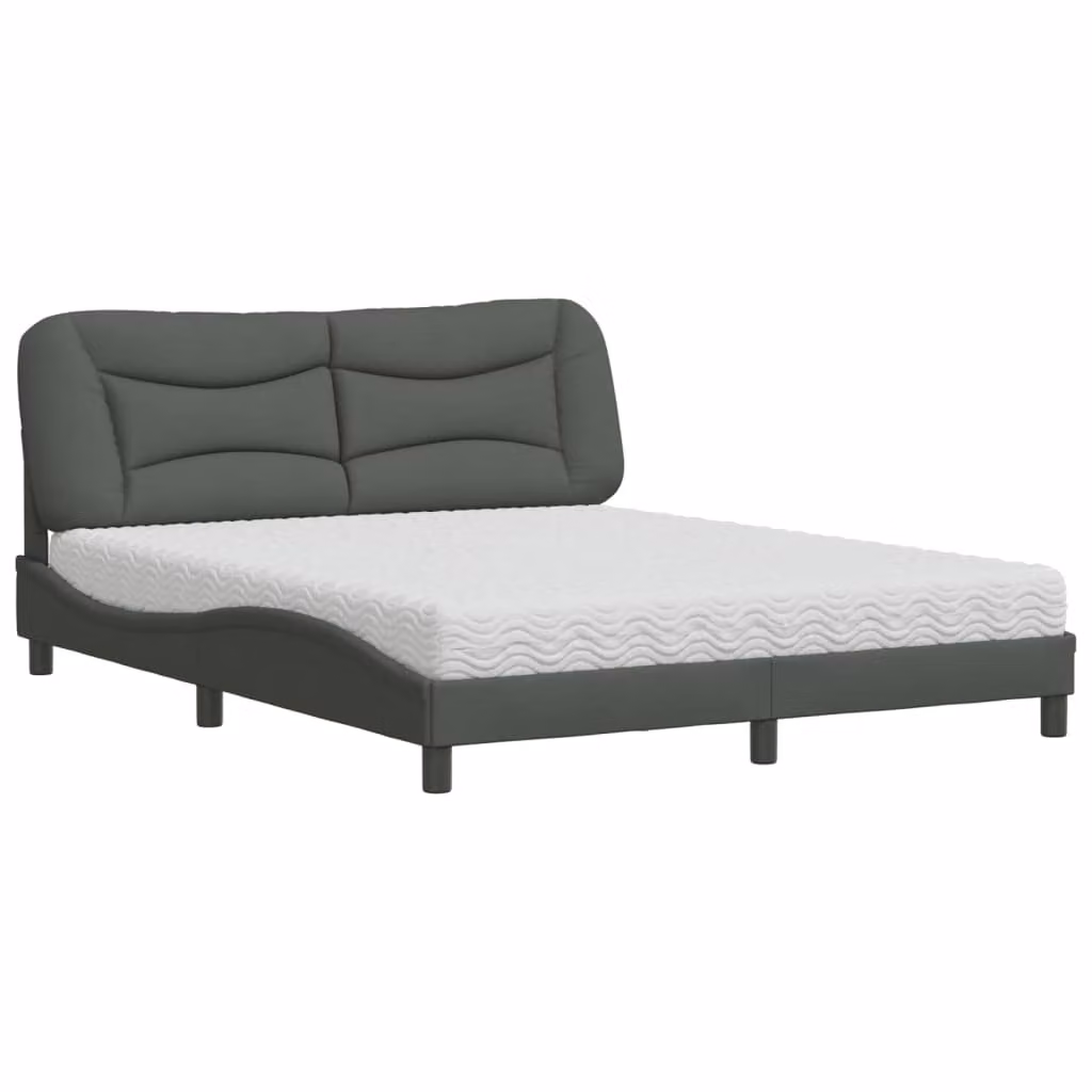 Letto con Materasso Hvar Grigio Scuro 160x200 cm Tessuto