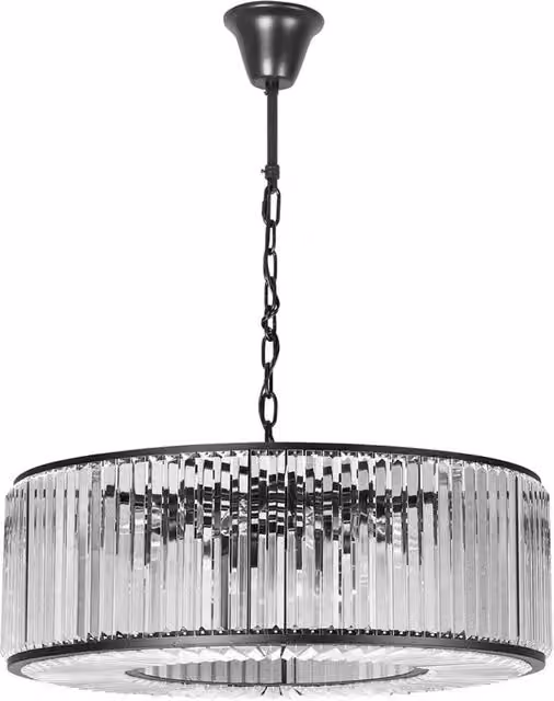 Lampada da tavolo Toolight in metallo nero con cristallo trasparente e design a anello glamour – 1