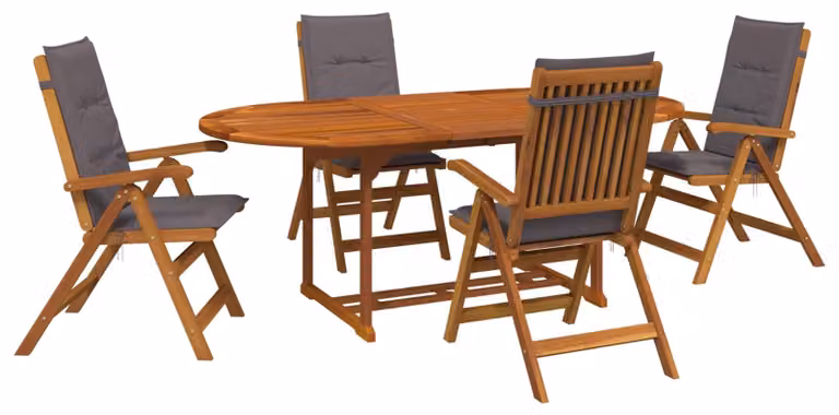 Set da esterno per giardino con ombrellone, composto da 6 sedie e un tavolo per 4 persone