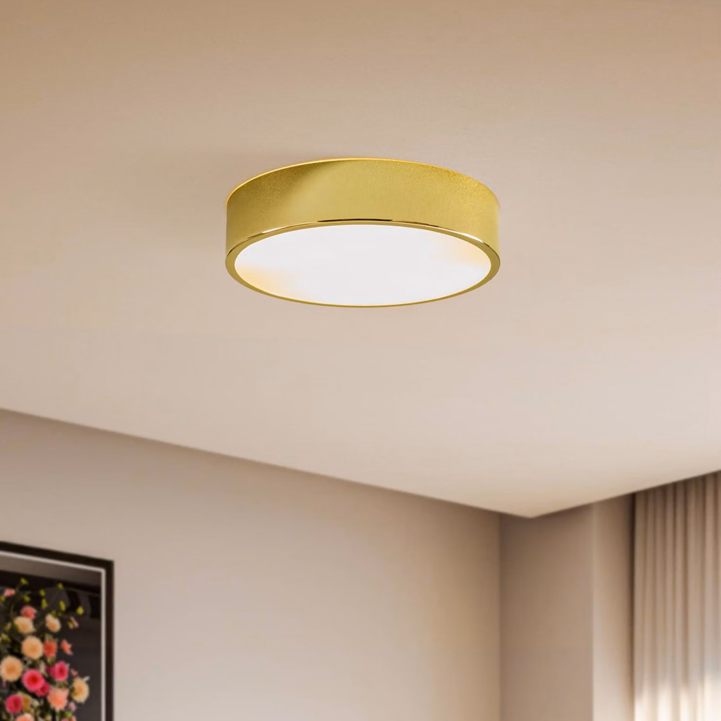 Plafoniera soffitto Kimban Lamkur, dimmerabile, Ottone / Oro, Soggiorno / Sala da pranzo, Metallo, Plafoniera