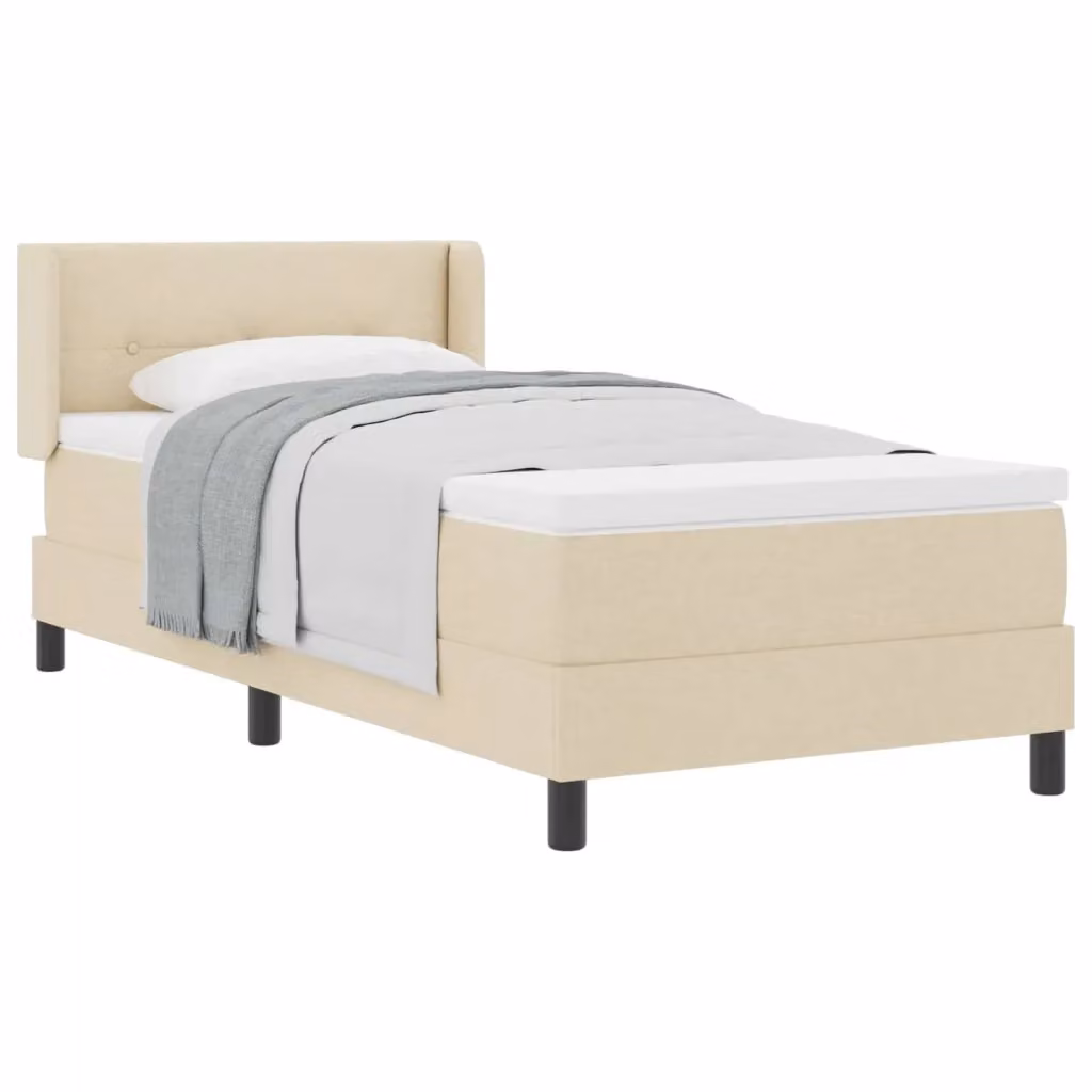 Letto a molle con testiera vidaXL in tessuto beige L 90 cm x P 190 cm – 2