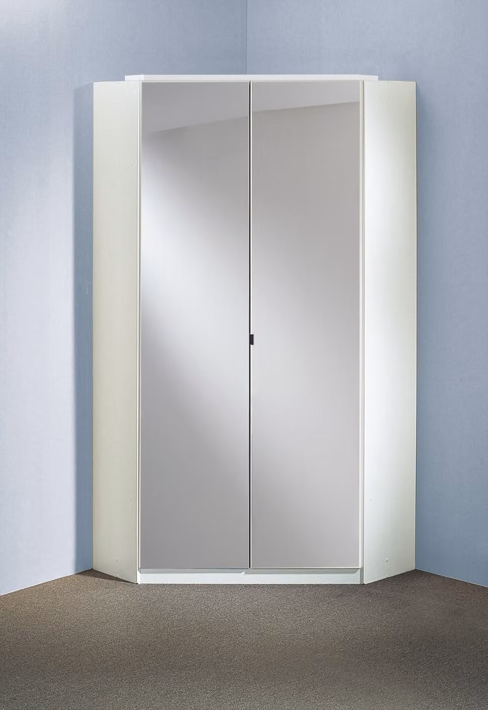 Armadio angolare >Clack< corpo bianco con ante a specchio - 95x198x95cm (LxAxP)