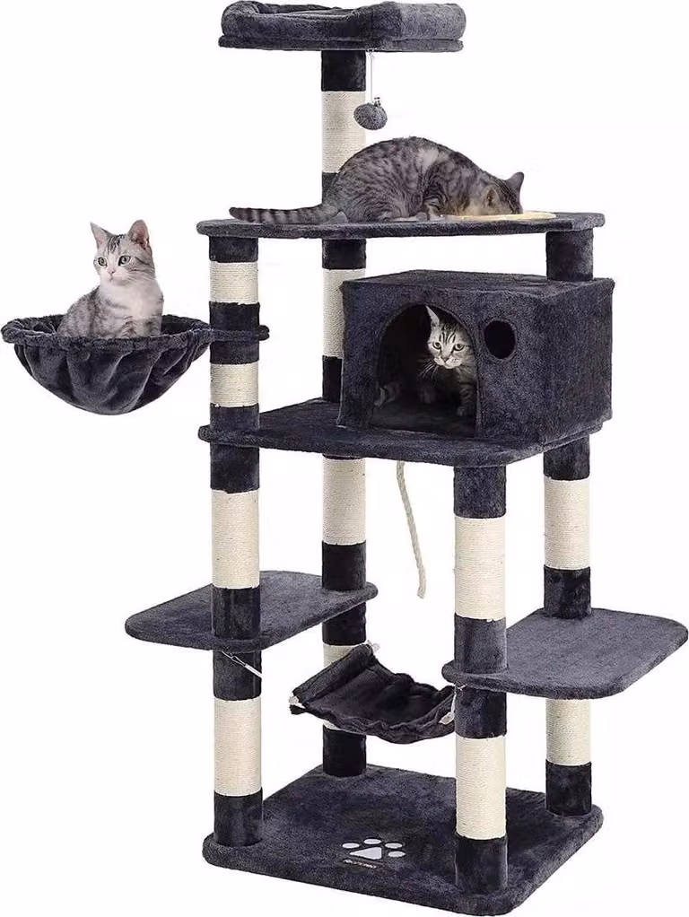 In And OutdoorMatch Tiragraffi Felicia - Per gatti - 164 cm - Nero - Morbida amaca da letto per gatti - Giocattolo per gatti - Adatto per piccoli gattini