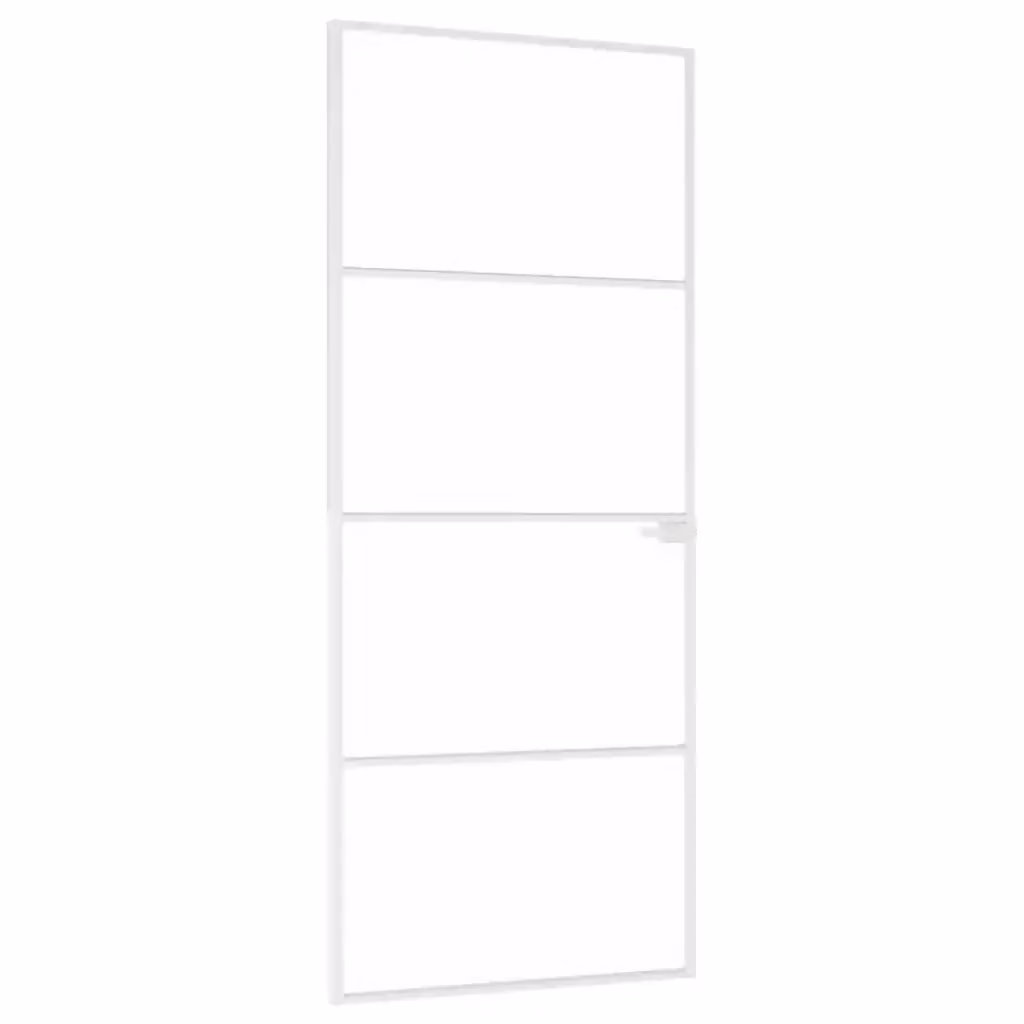 Porta Interna Scorrevole Reversibile vidaXL in Alluminio e Vetro Temperato Trasparente Bianco L: 83 cm, H: 201,5 cm – 2