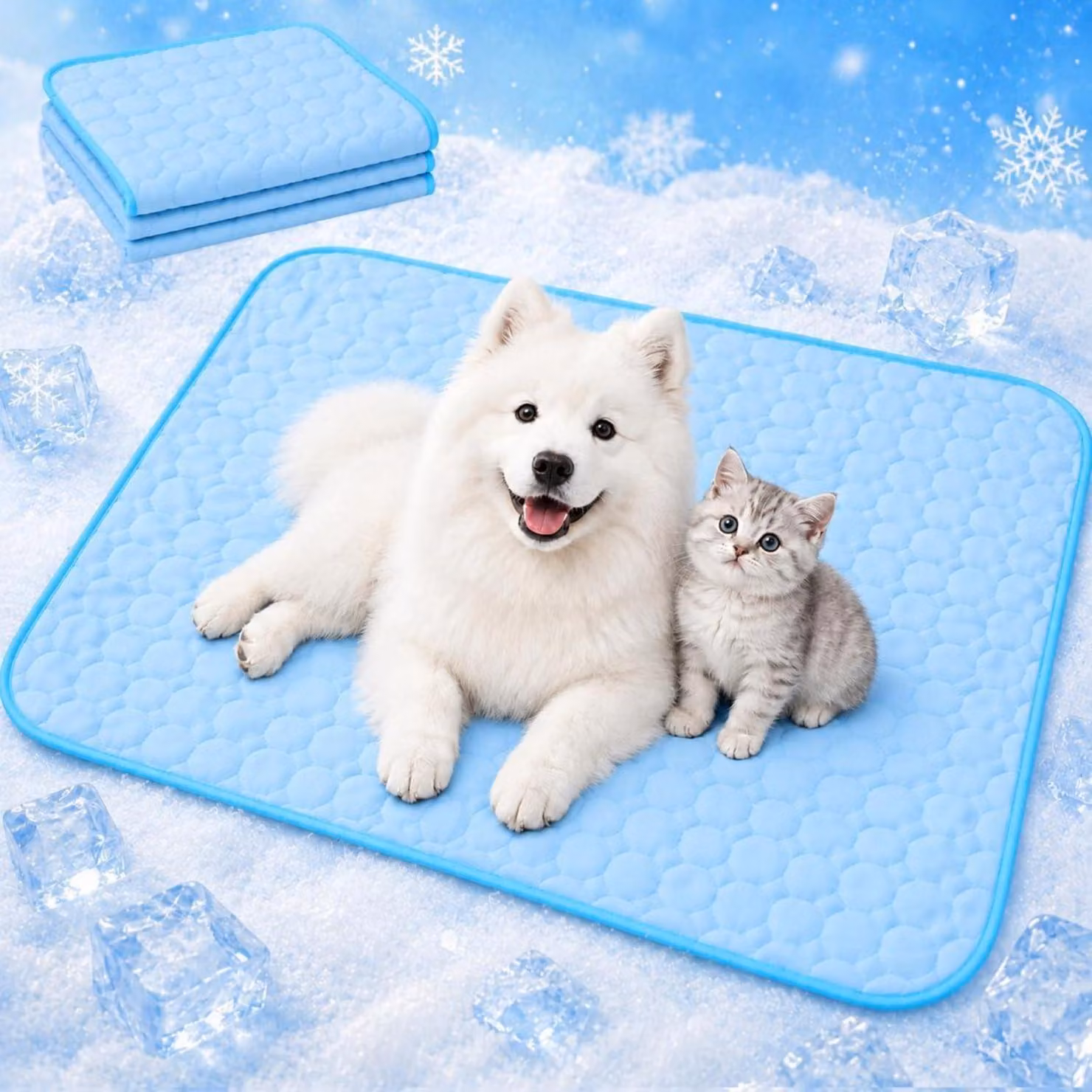 Tappetino refrigerante per cani e gatti, auto-raffreddante, 100x70 cm, lavabile