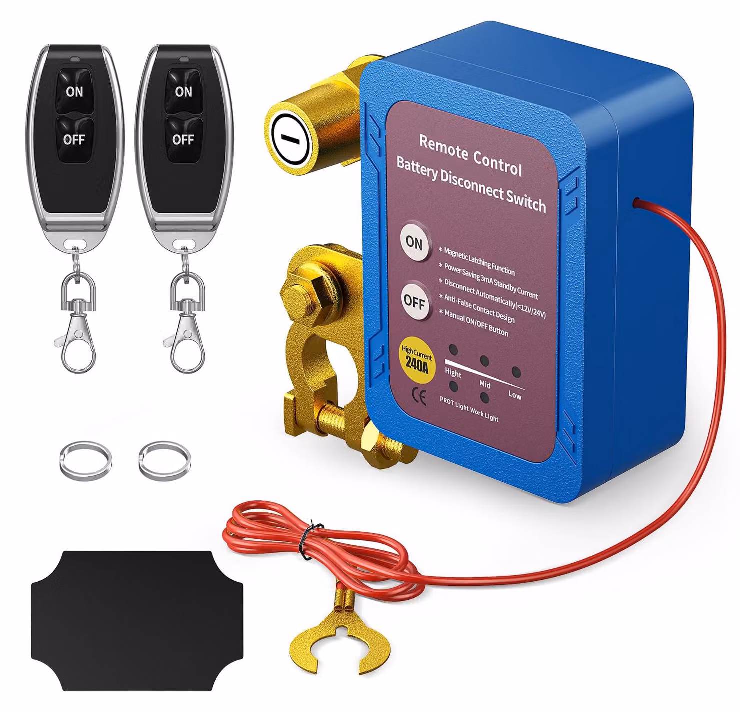 Interruttore di disconnessione per batteria da 12V, 240A, con telecomando