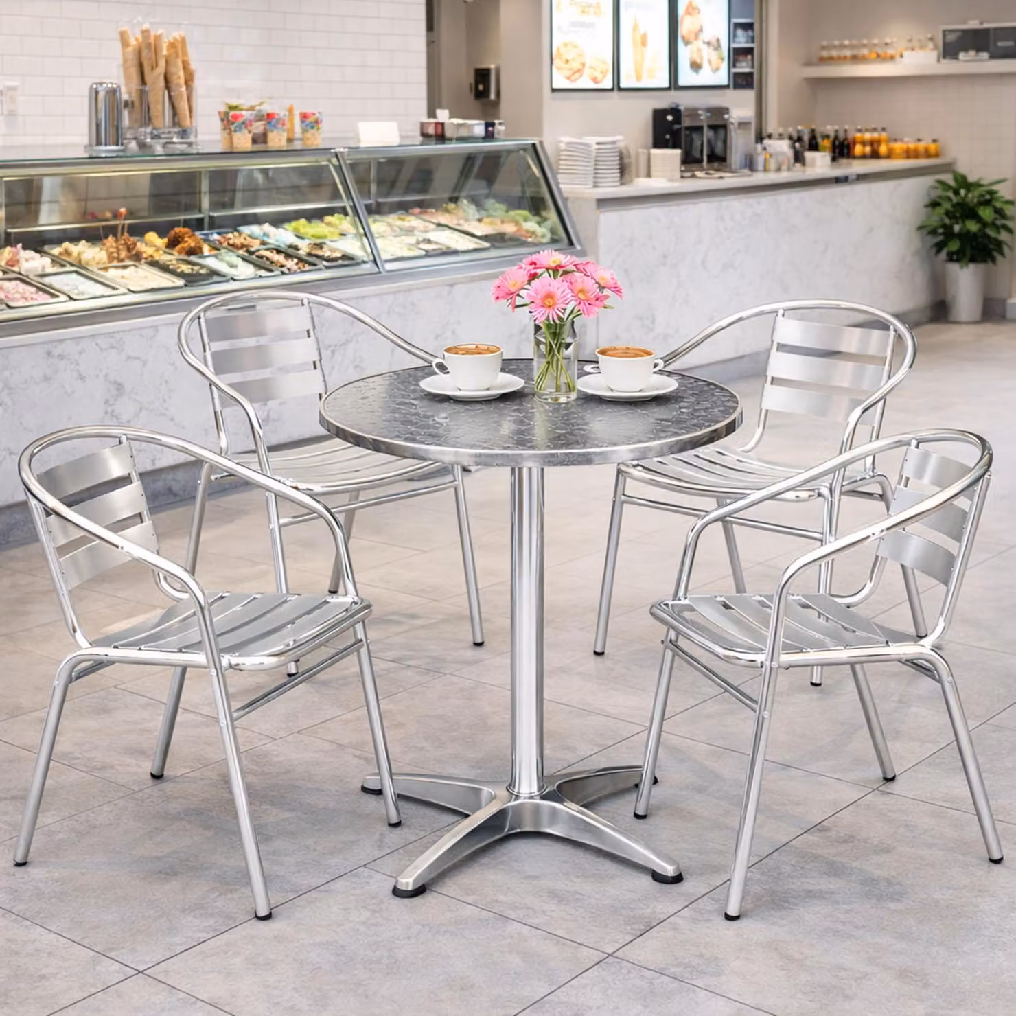 Set bistrot 5 pezzi alluminio - acciaio inox