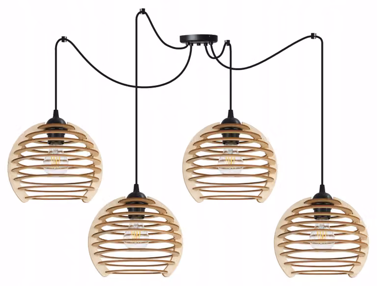 Lampada a sospensione, lampadario da soffitto, legno, paralume LED