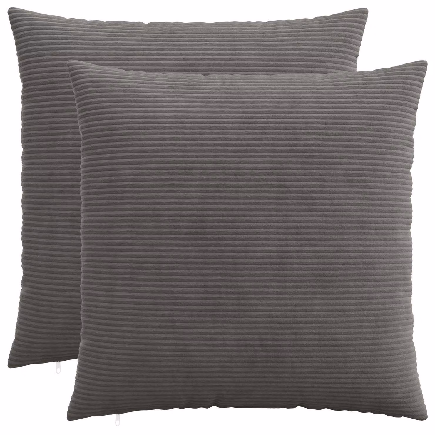 Set di 2 federe vidaXL HEERLEN in velluto a coste, Grigio, 65 x 65 cm