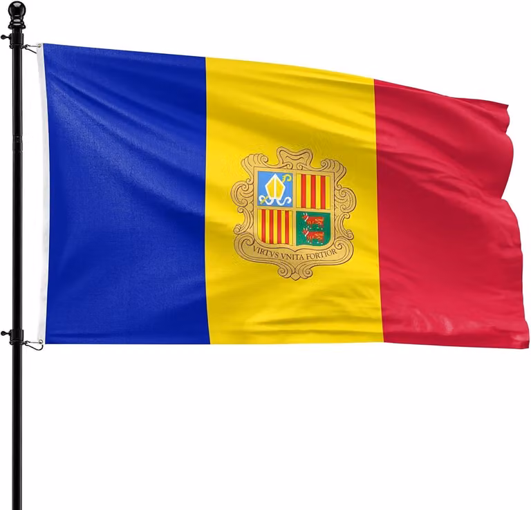 Bandiera di Andorra, 90 x 150 cm, in poliestere, adatta per l'asta